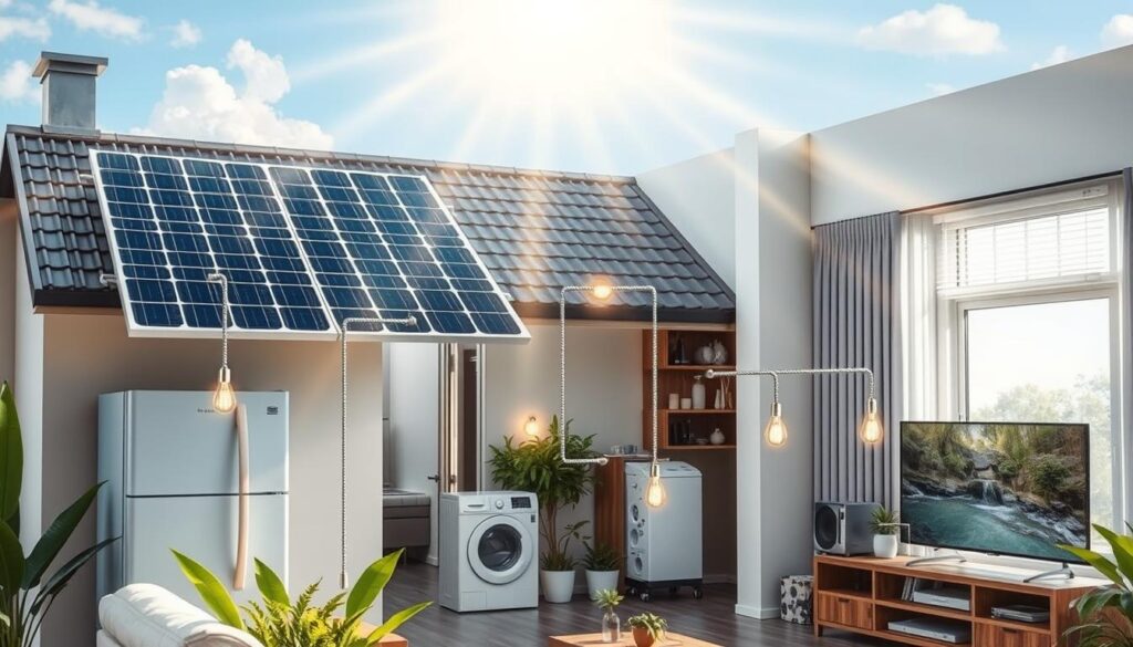 400W solar panel powering household appliances