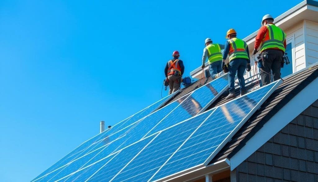 Installation de panneaux solaires sur le toit