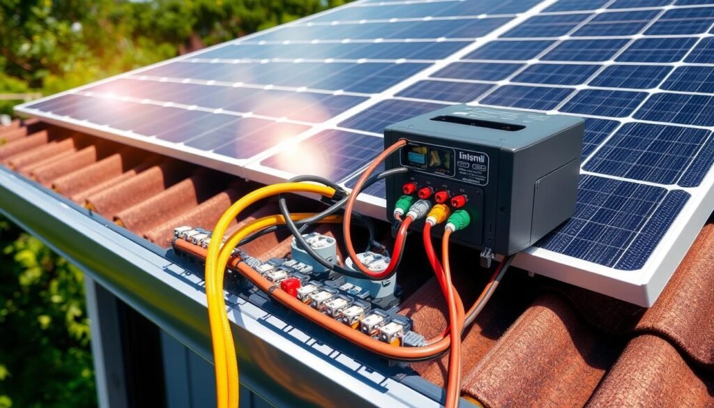 branchements électriques panneaux solaires