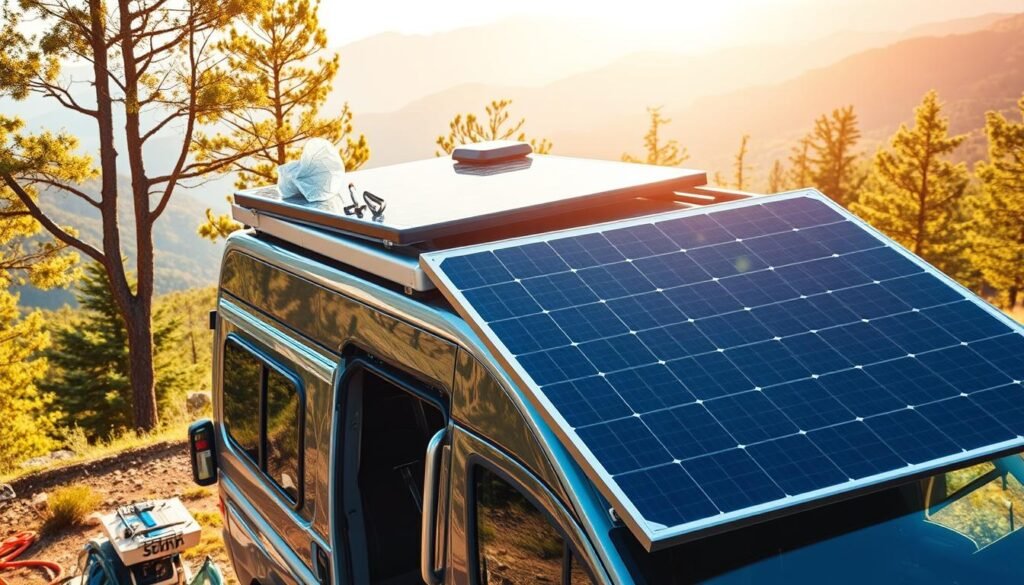 Installation de panneaux solaires sur camping-car