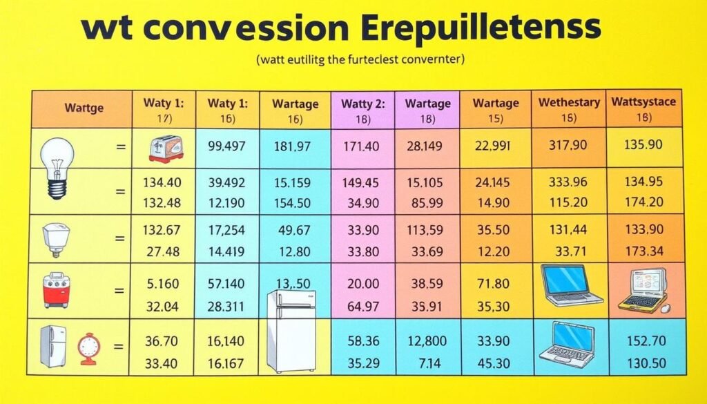 Tableau de conversion watt