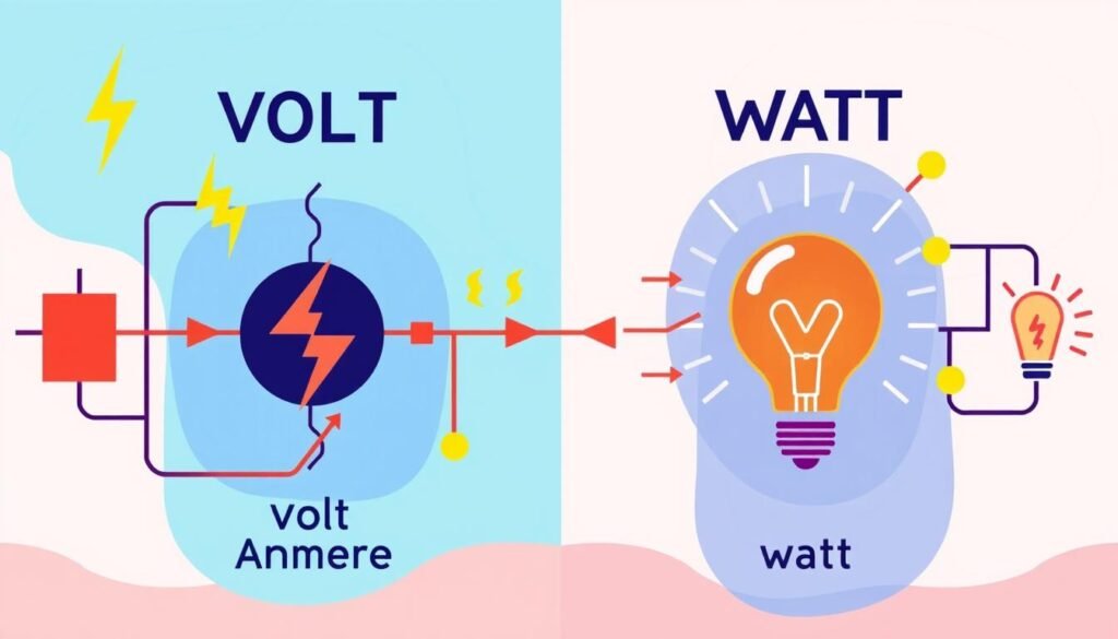 Comparaison volt ampère et watt