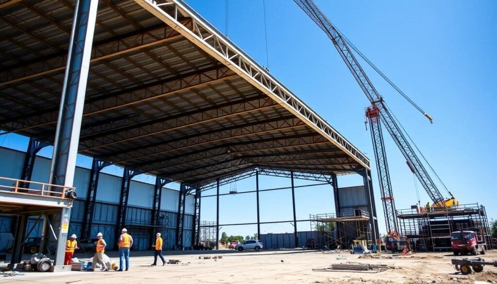 Construction hangar métallique isolé