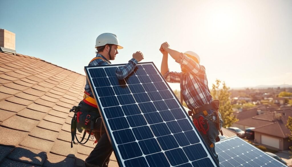 Installation de panneaux solaires par un professionnel