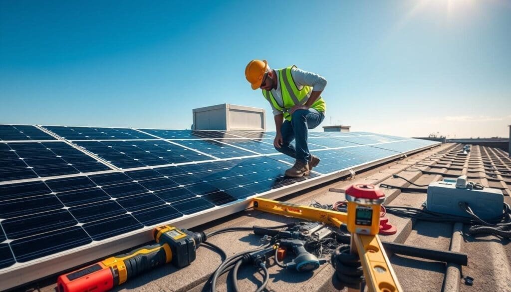 Préparation installation panneaux solaires