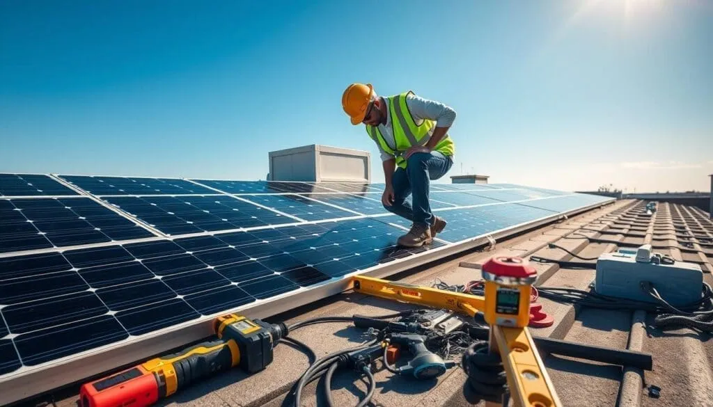 Préparation installation panneaux solaires