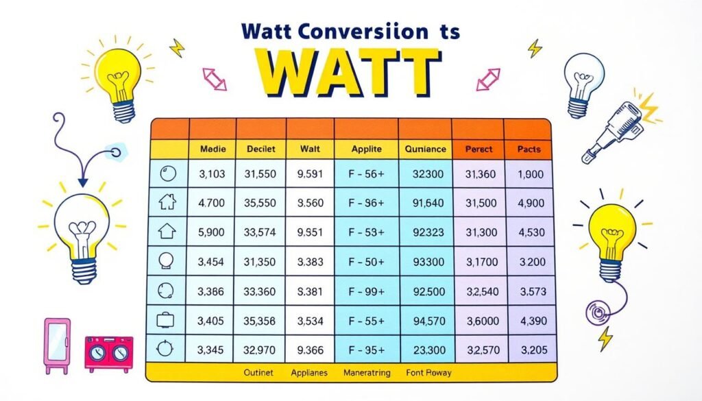 Tableau de conversion des watts