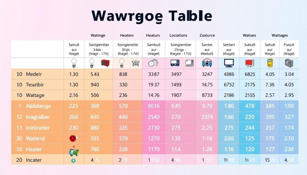 Tableau de conversion watts