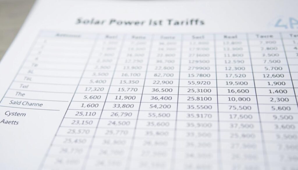 tarifs par puissance installation solaire