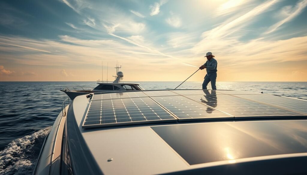 Entretien des panneaux solaires marins