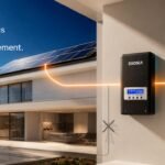 Routeur solaire Ekosia SmartSun fixe au mur, redirigeant le surplus des panneaux solaires vers le chauffe-eau au lieu du reseau