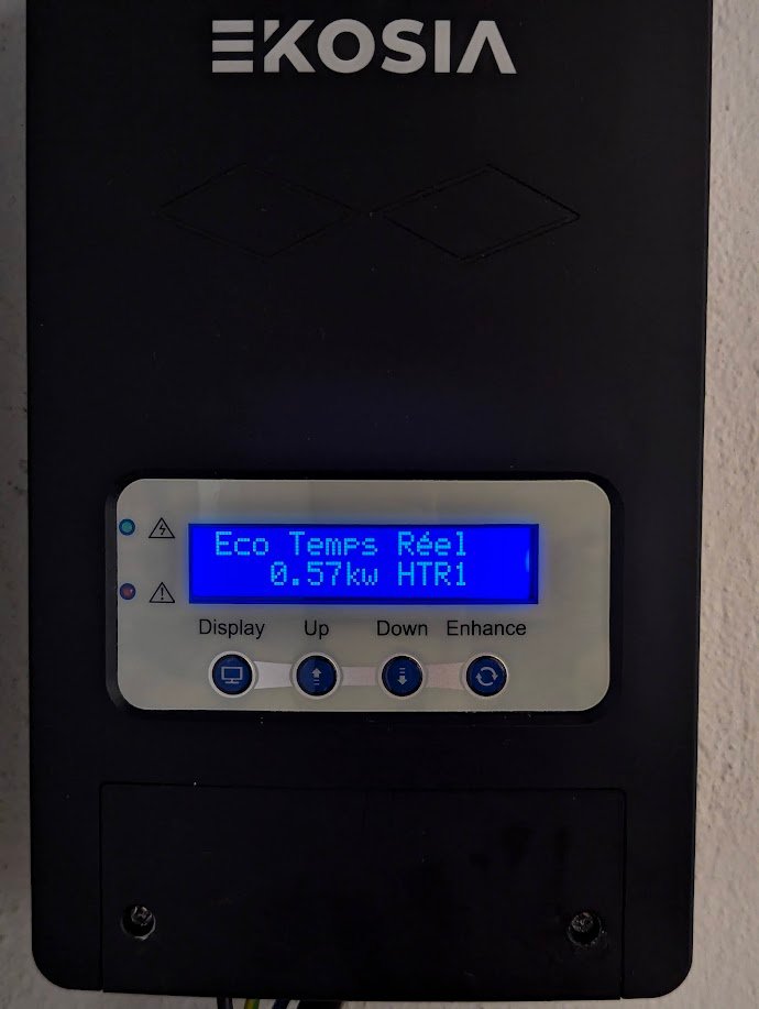 Routeur solaire SmartSun — transformez votre surplus en eau chaude 9 Écran du SmartSun affichant l'énergie solaire dirigée vers le chauffe-eau.