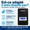 Les trois points à vérifier avant d'acheter : du surplus photovoltaïque, un ballon électrique à résistance en 230 V monophasé, thermostat électronique ou protection ACI
