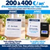 Comparaison avant et après SmartSun sur la facture d'eau chaude : 200 à 400 euros par an d'économies potentielles, fourchette indicative non garantie
